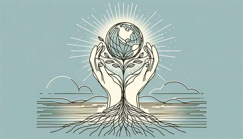 A line drawing image of an earth held between two hands. It’s a pretty generic image, but I needed something…